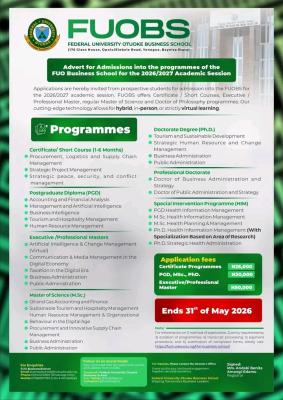 FUOTUOKE Business School Admission, 2026/2027 session