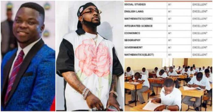 Singer Davido indicates interest to sponsor a student who scored parallel A's in WAEC