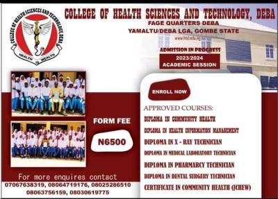 College of Health Sciences & Tech, Deba admission form, 2023/2024