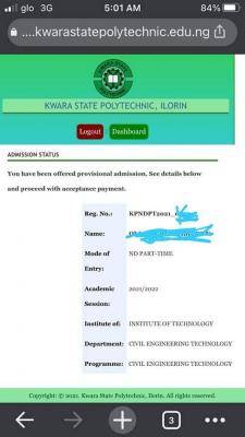 Kwara Poly ND Part-Time Admission List for 2021/2022 Session