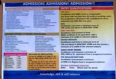 Enugu State College of Education (Technical) admission forms for 2020/2021 session