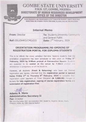 GOMSU Part-Time Diploma Students Orientation Programme and Re-Opening of Registration Portal 