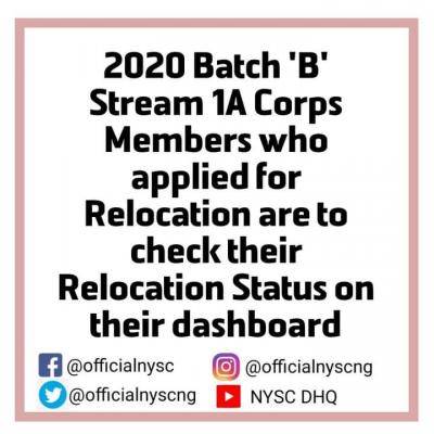 NYSC notice to 2020 Batch B prospective corps members