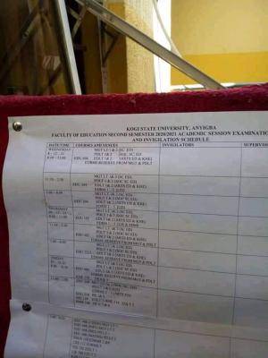 KSU second semester examination timetable, 2020/2021