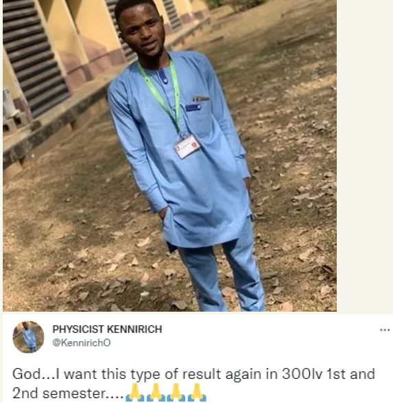 Mixed reactions as 200-level UNILORIN student shares his perfect result sheet