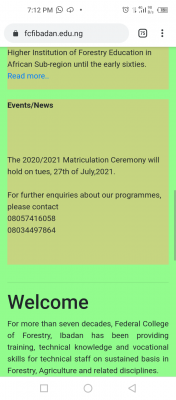 Federal College of forestry Ibadan 2020/2021 Matriculation Ceremony