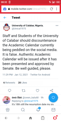 UNICAL disclaims purported academic calendar