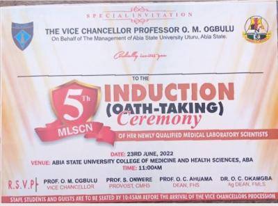 ABSU announces 5th Induction/Oath taking of her newly Qualified Medical Laboratory Scientists