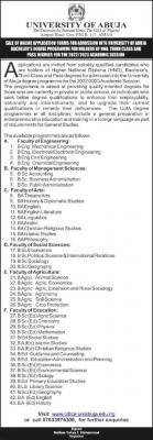 UNIABUJA admission into Bachelor's Degree Programmes, 2022/2023