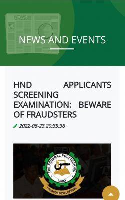 FPI fraud alert notice to prospective HND students