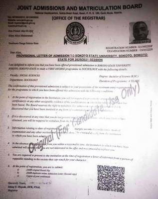 Sokoto State University admission list, 2020/2021 out on JAMB CAPS