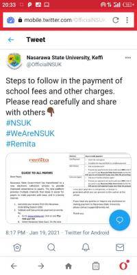NSUK school fees payment guidelines