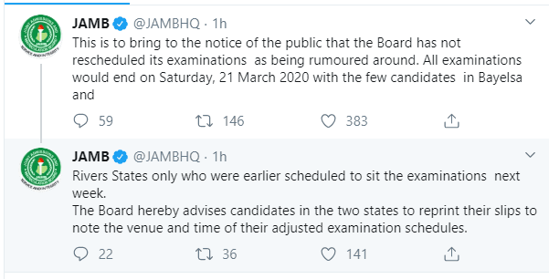 JAMB Adjusts Exam Date Of Candidates Scheduled Next Week: Candidates Should Reprint Exam Slips