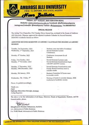 AAU adjusts second semester academic calendar, 2024/2025