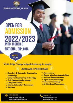 Fed Poly Ile-Oluji HND admission form, 2022/2023