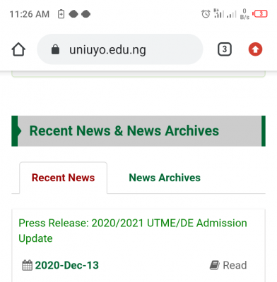 UNIUYO notice to 2020 Post-UTME candidates