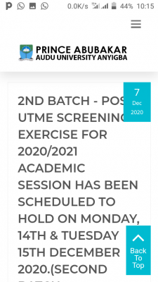 KSU 2nd Post-UTME screening exercise for 2020/2021 session