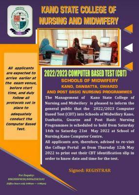 Kano State College of Nursing and Midwifery 2022/2023 entrance examination