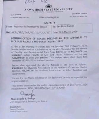 AKSU Senate approves Increase in Faculty and Departmental Dues