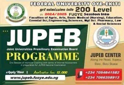 FUOYE JUPEB Programme Admission for the 2024/2025 session