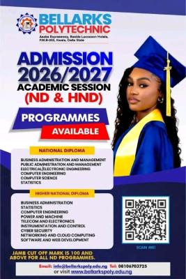 Bellarks Polytechnic, Kwale ND/HND Admission forms, 2026/2027