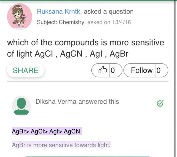 In which order are the following salts sensitive to light Myschool